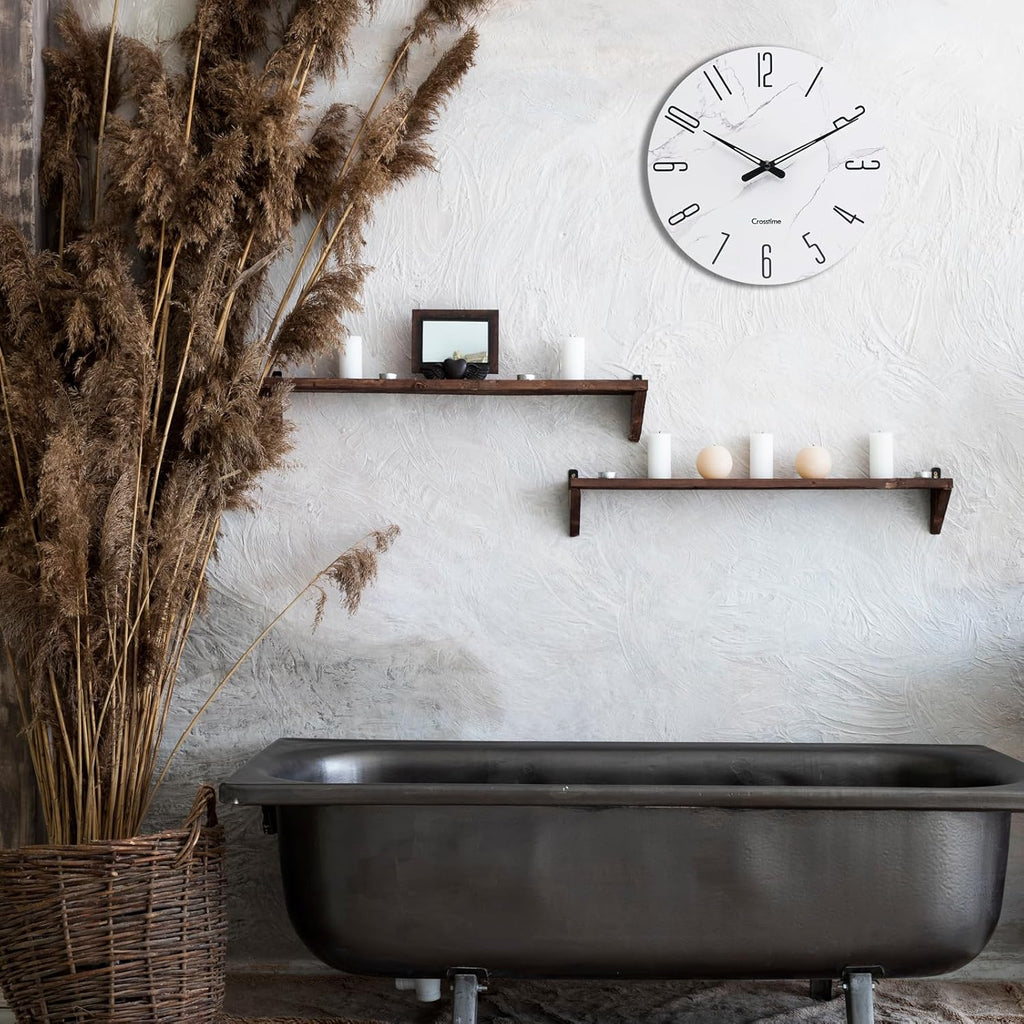 Battery Operated Luxe White Wall Clock — 12" - View 6