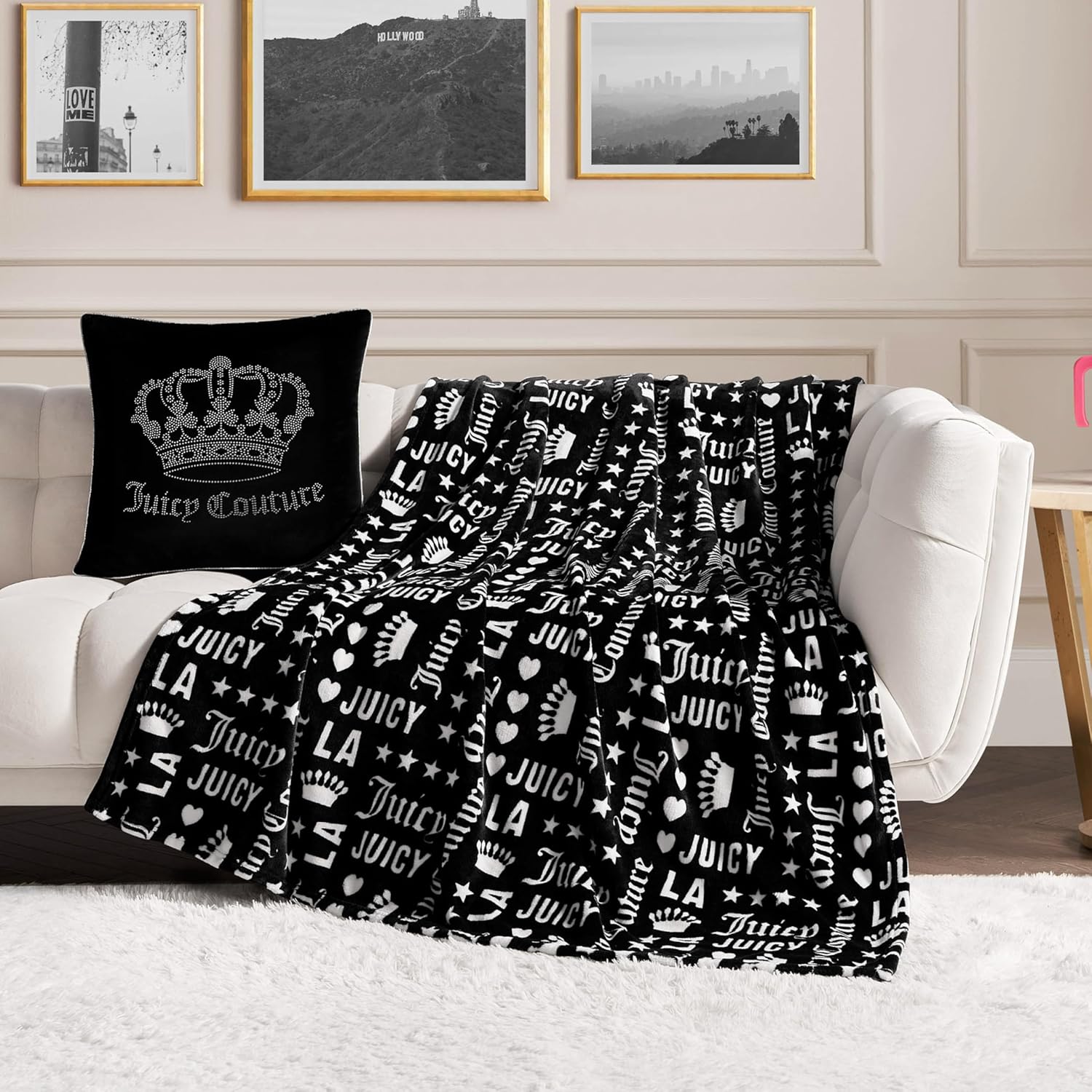 Black Throw Pillow — 50" — Juicy Words