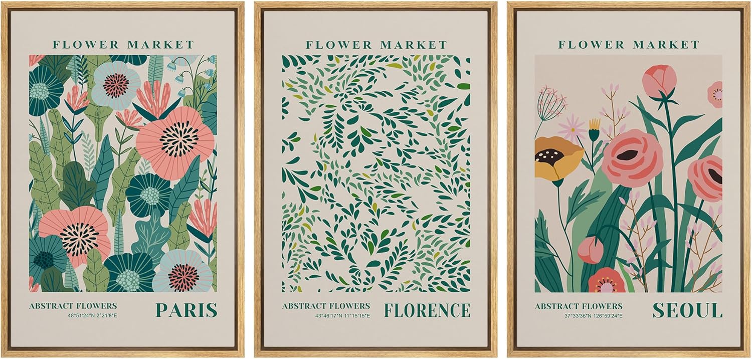 Framed Farmhouse Green Wall Art — 16" — 16" x 24" x 3 Panels NATURAL