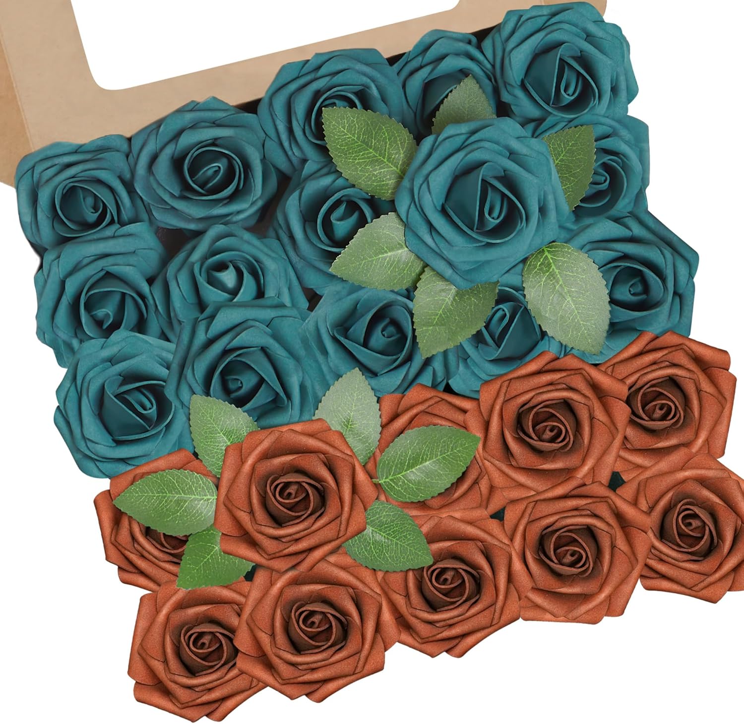 Beige Artificial Flowers — Terracotta and Dark Teal