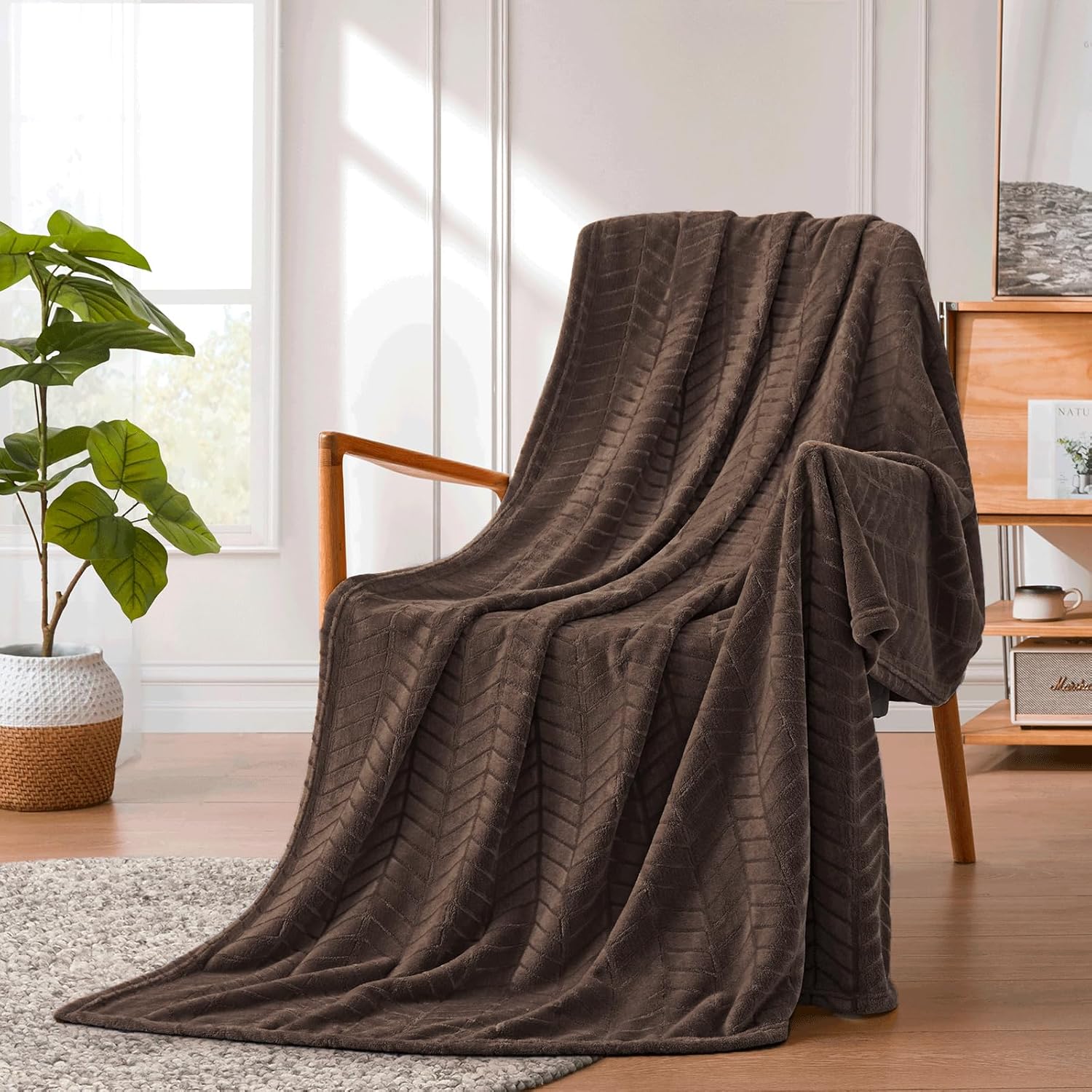 Brown Throw Pillow — 50" — Chevron-brown