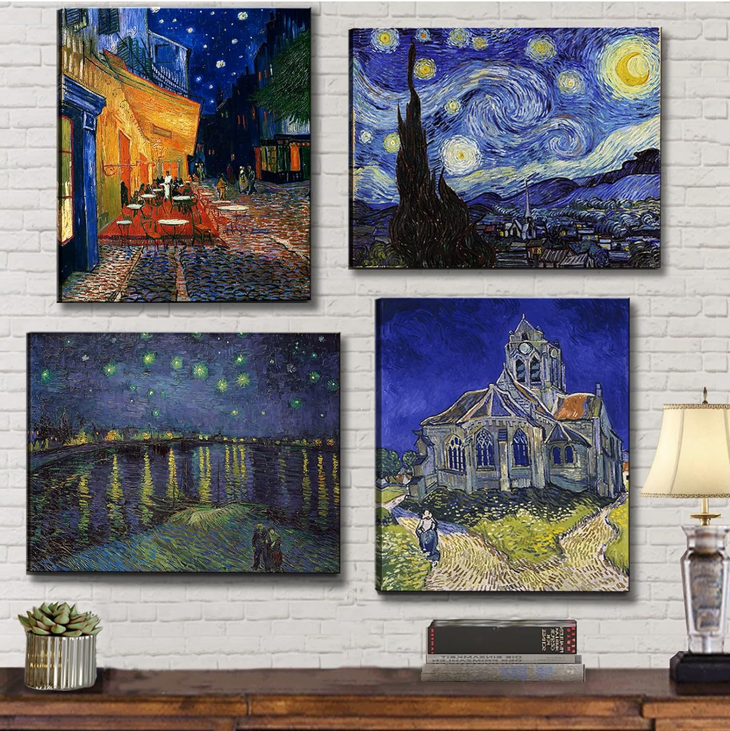 Framed Blue Wall Art — 12" — 11x14inches*4pcs