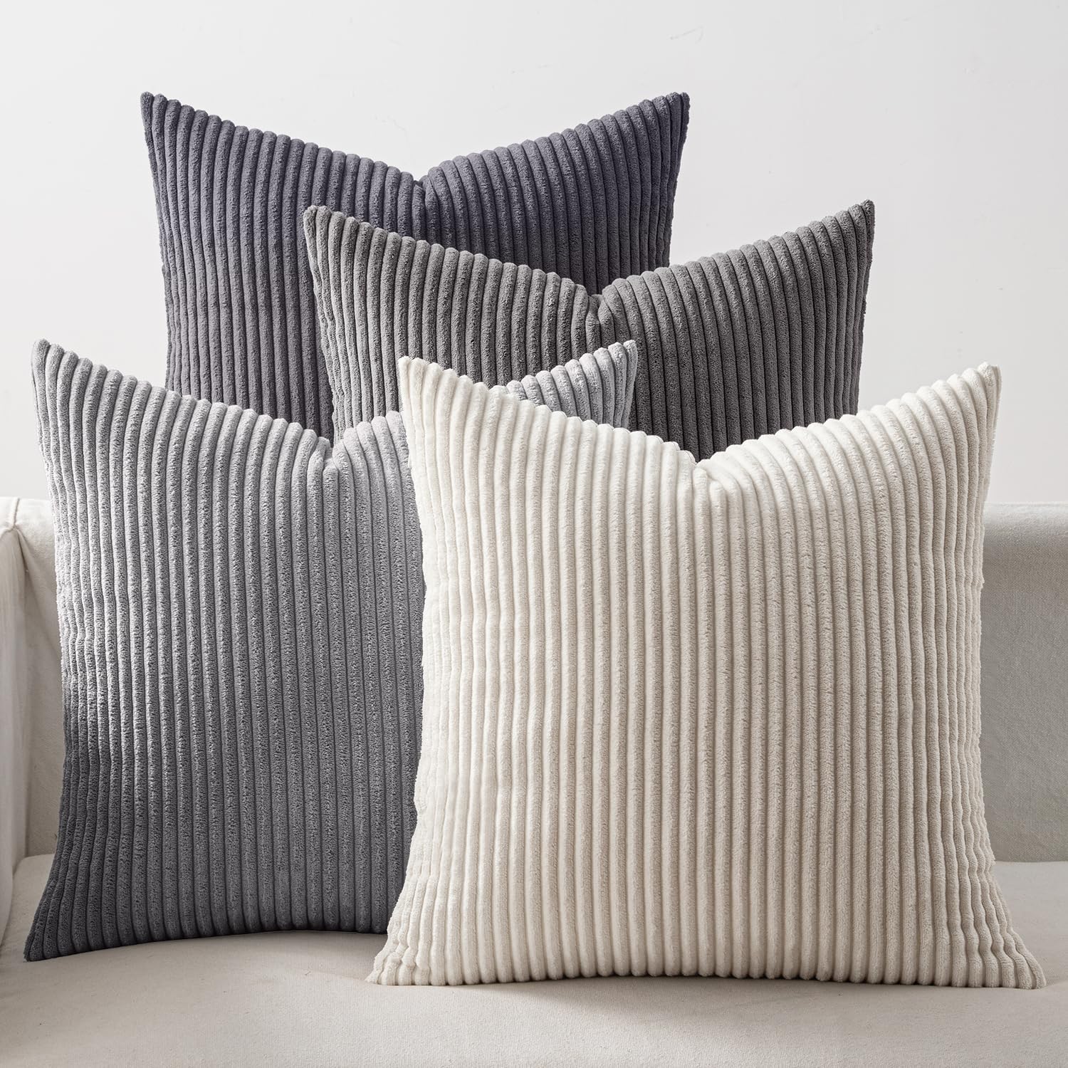 Boho Beige Throw Pillow Cover — 18" — Neutral Grey