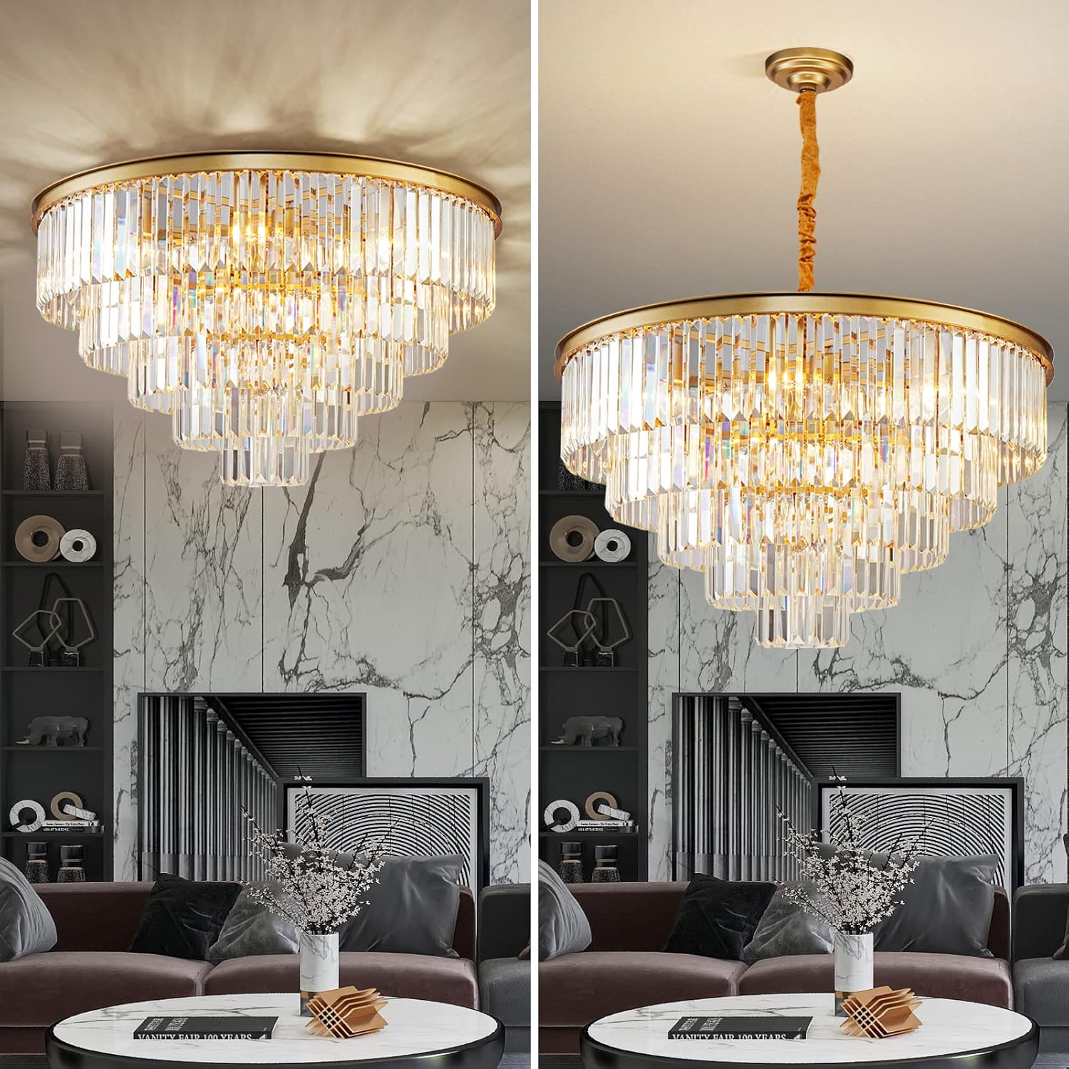Adjustable Luxe Black Chandelier - View 2