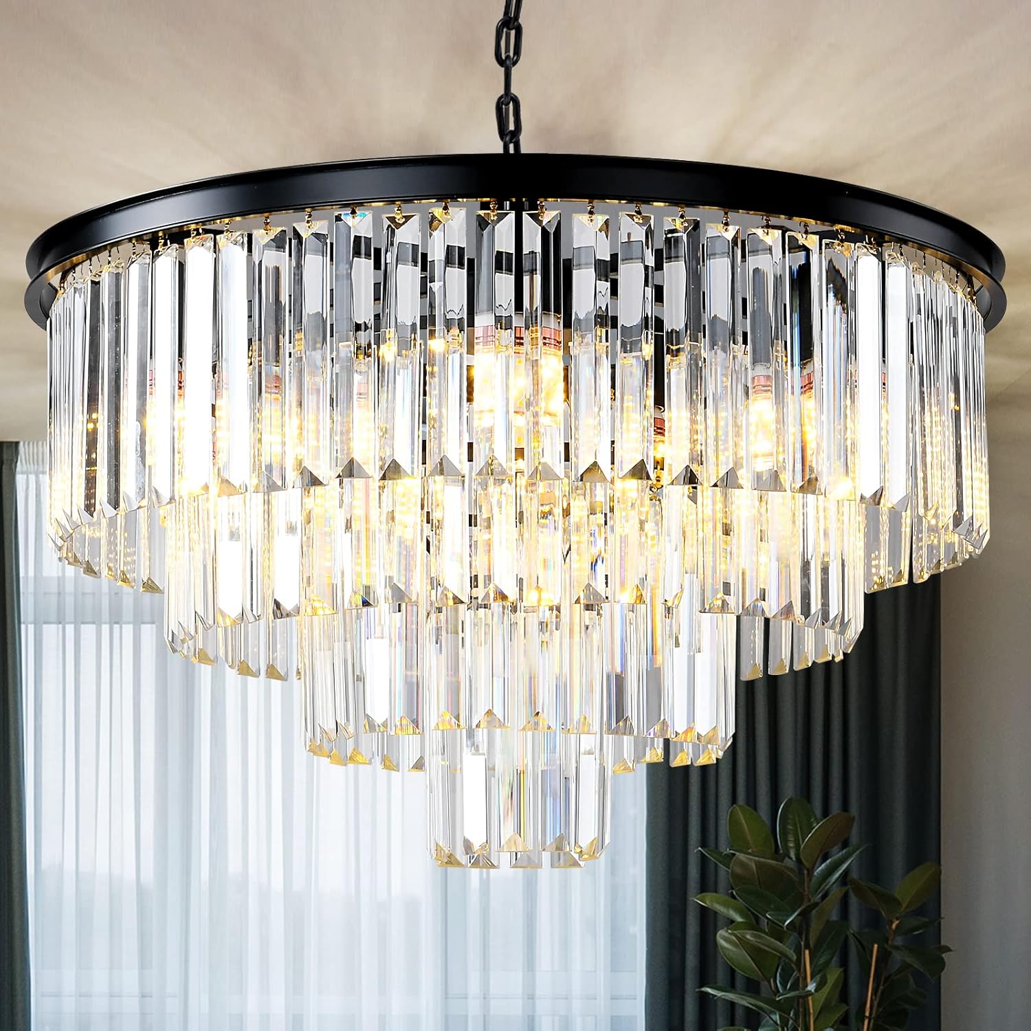 Adjustable Luxe Black Chandelier — 4-Tier