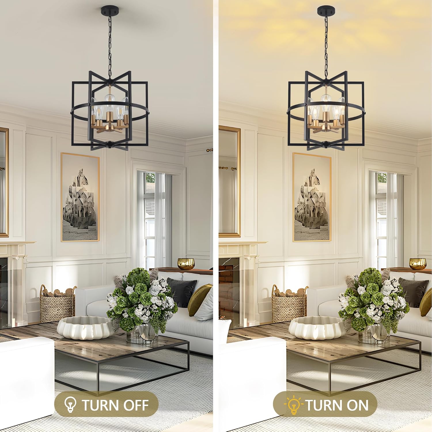 Farmhouse Black Chandelier — 5-Light - View 4