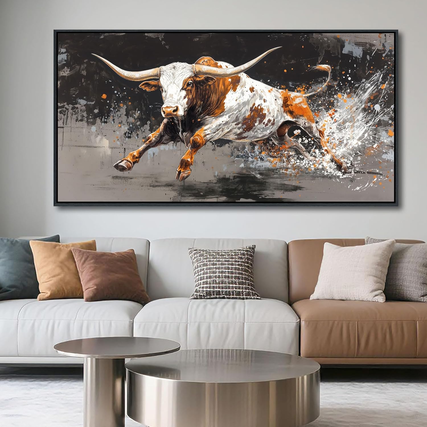 Framed Modern Black Canvas Wall Art — 48" — 58"L x 29"W