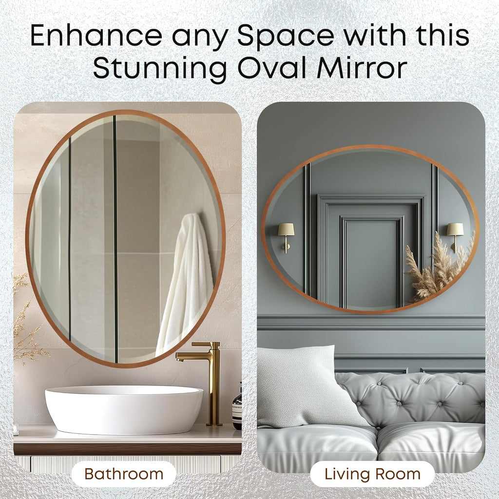 Beveled Luxe Beige Wall Mirror — 31" - View 7