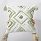 Tufted Boho Beige Throw Pillow Cover — 18" - View 3