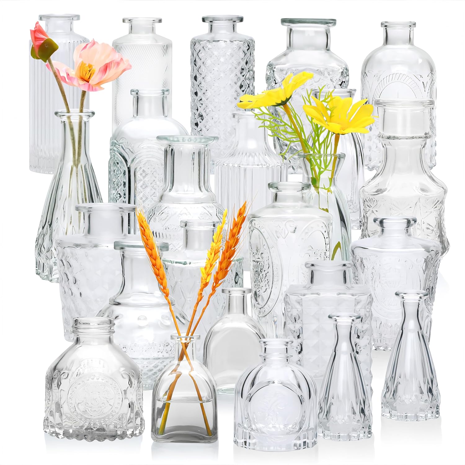 Farmhouse Black Flower Vase — Set of 32 — Clear