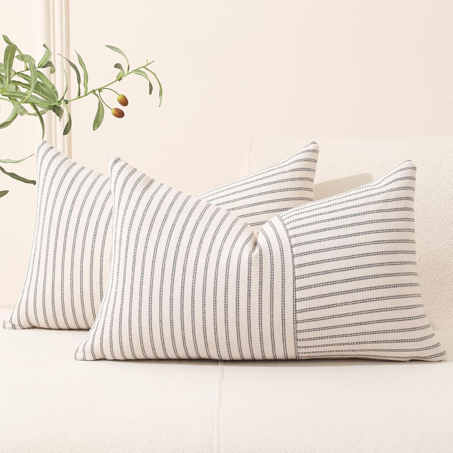 Boho Beige Throw Pillow — 18" — Grey