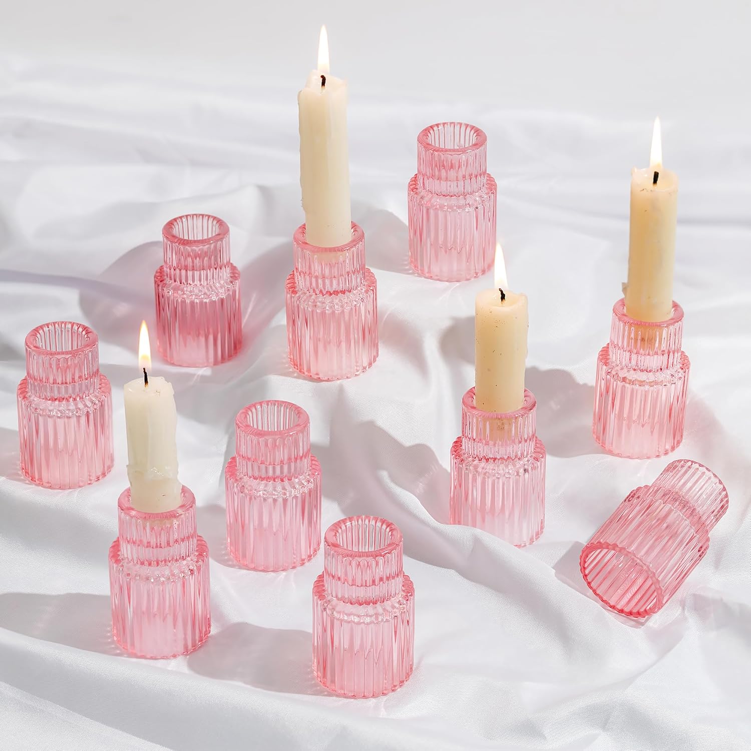 Modern Blue Candle — Pink