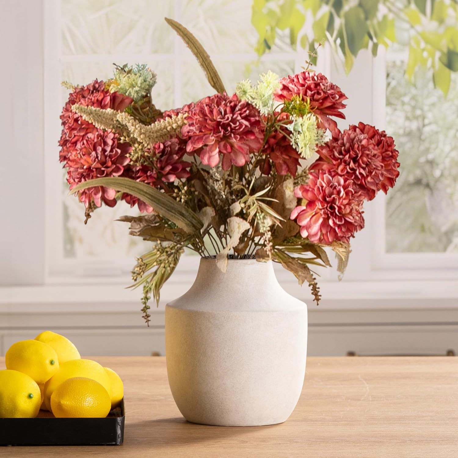 Antique Farmhouse Orange Flower Vase — 5.3" — B-7.5"h-antique