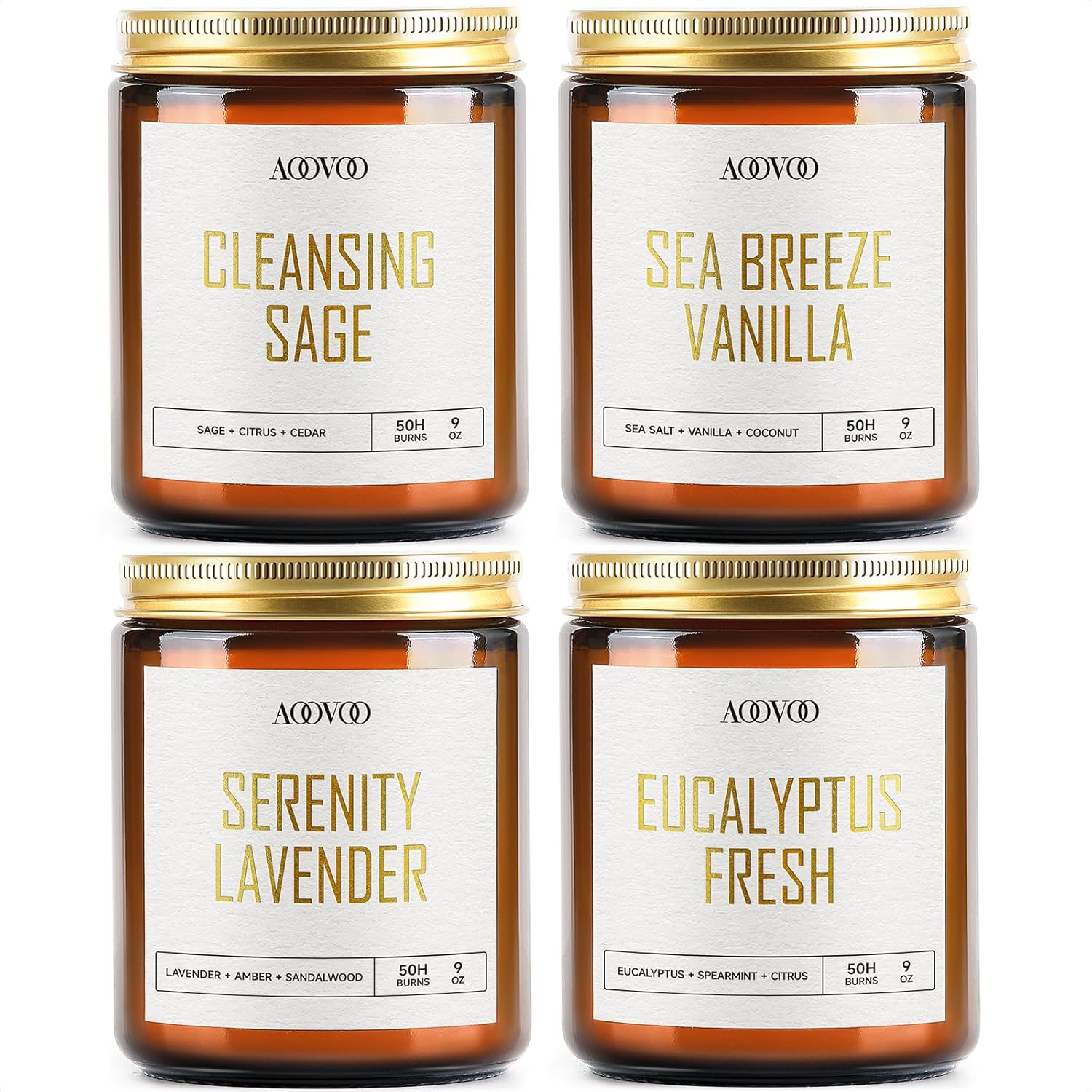 Soy Wax Wax Scented Candle — Lavender/Vanilla/Eucalyptus/Sage