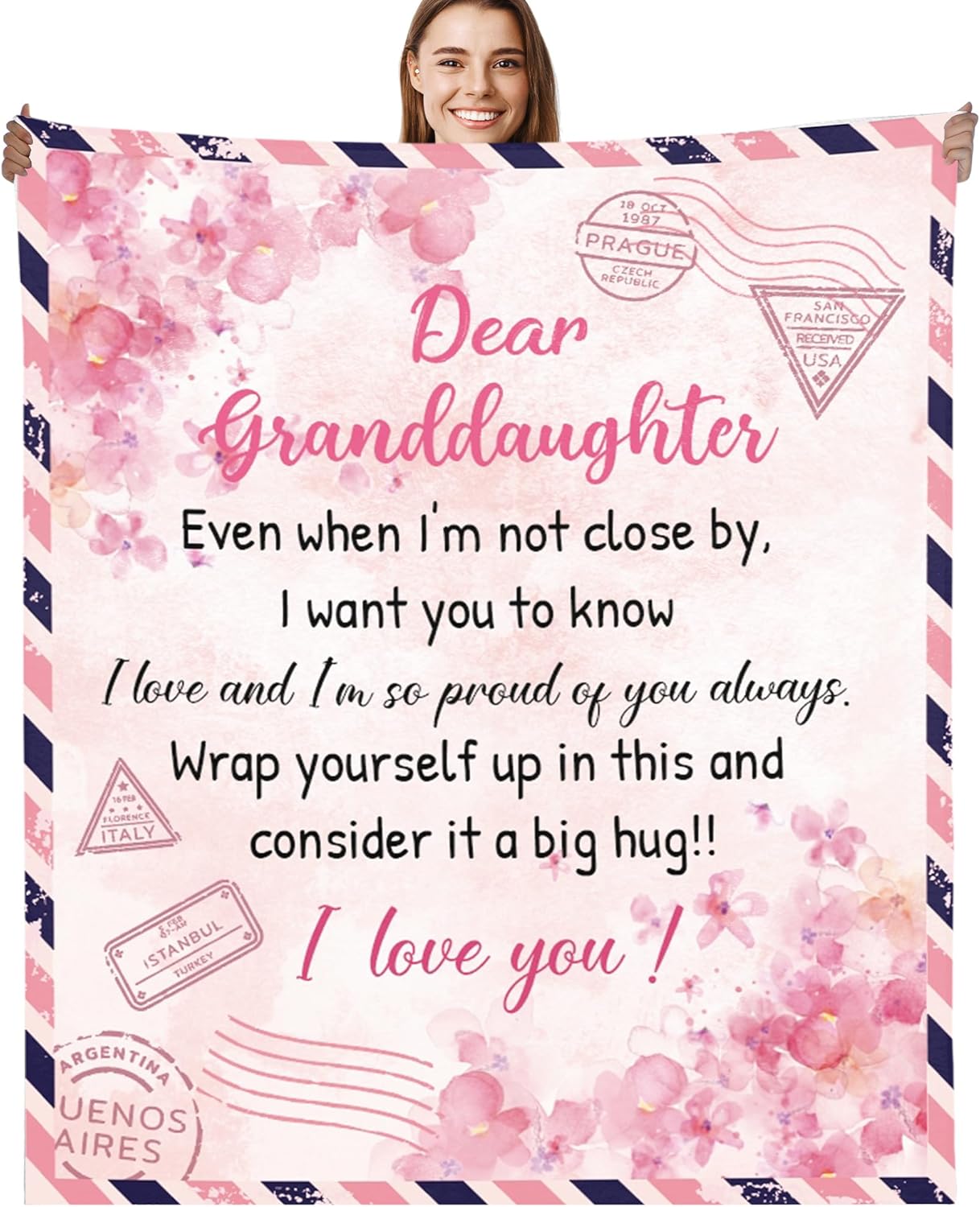 Blue Throw Pillow — 50x60 — Granddaughter