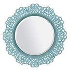 Round Farmhouse Blue Wall Mirror — 12.5"