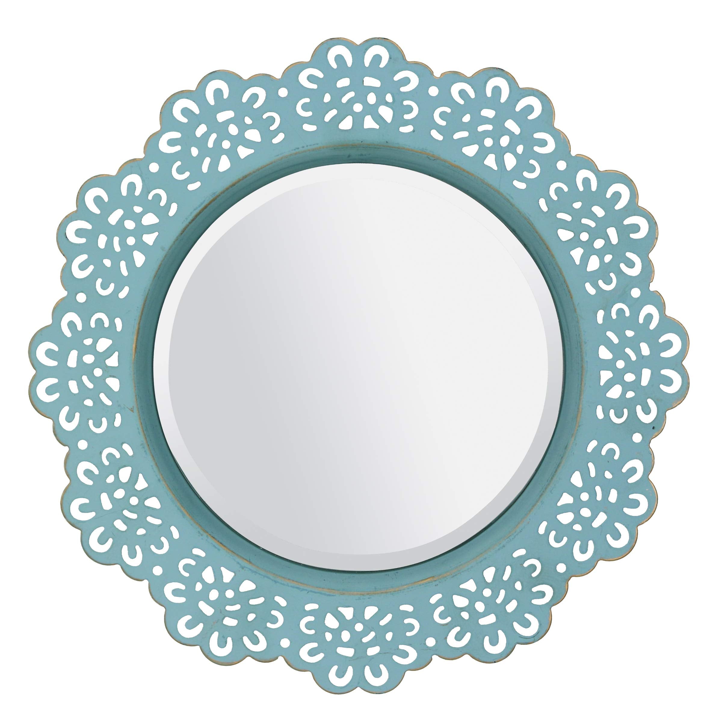Round Farmhouse Blue Wall Mirror — 12.5"