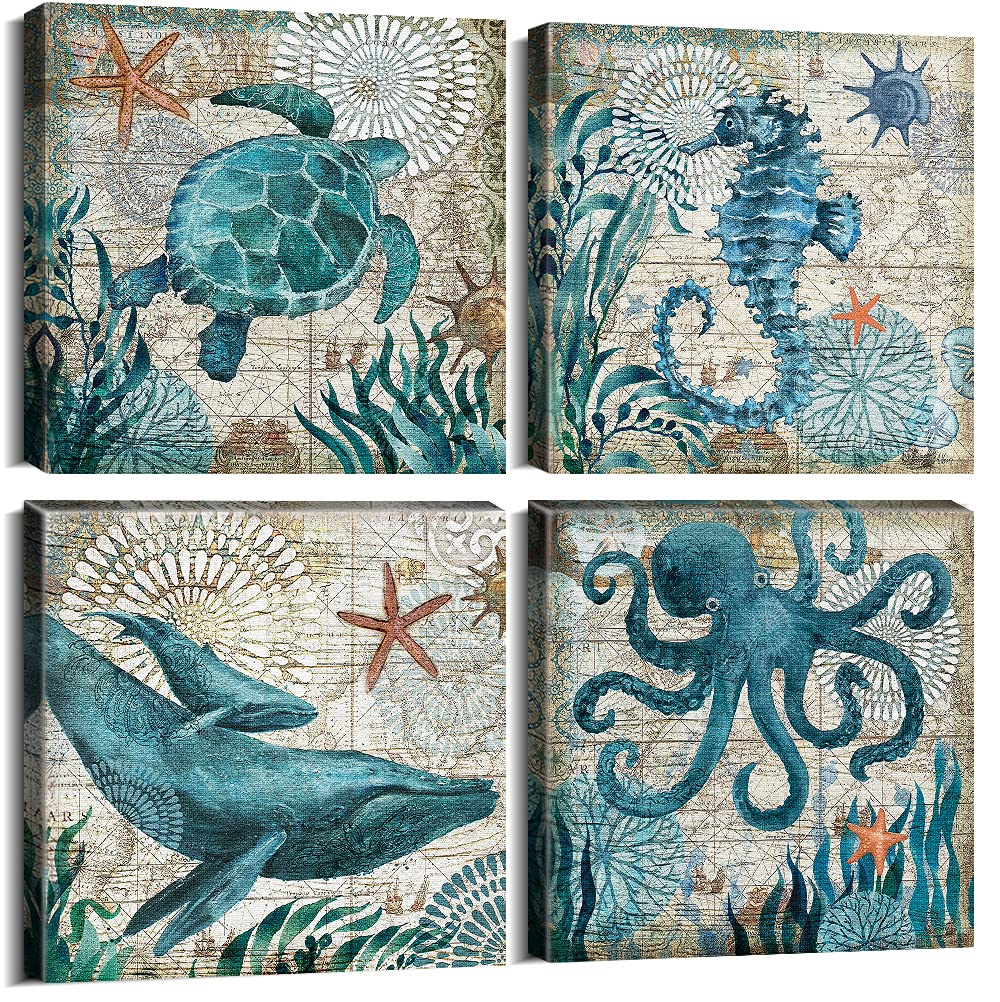 Vintage Modern Blue Wall Art — 12x12