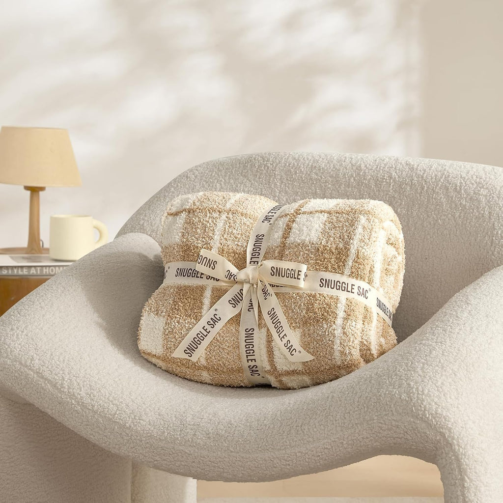 Knit Beige Throw Pillow — 50" - View 5