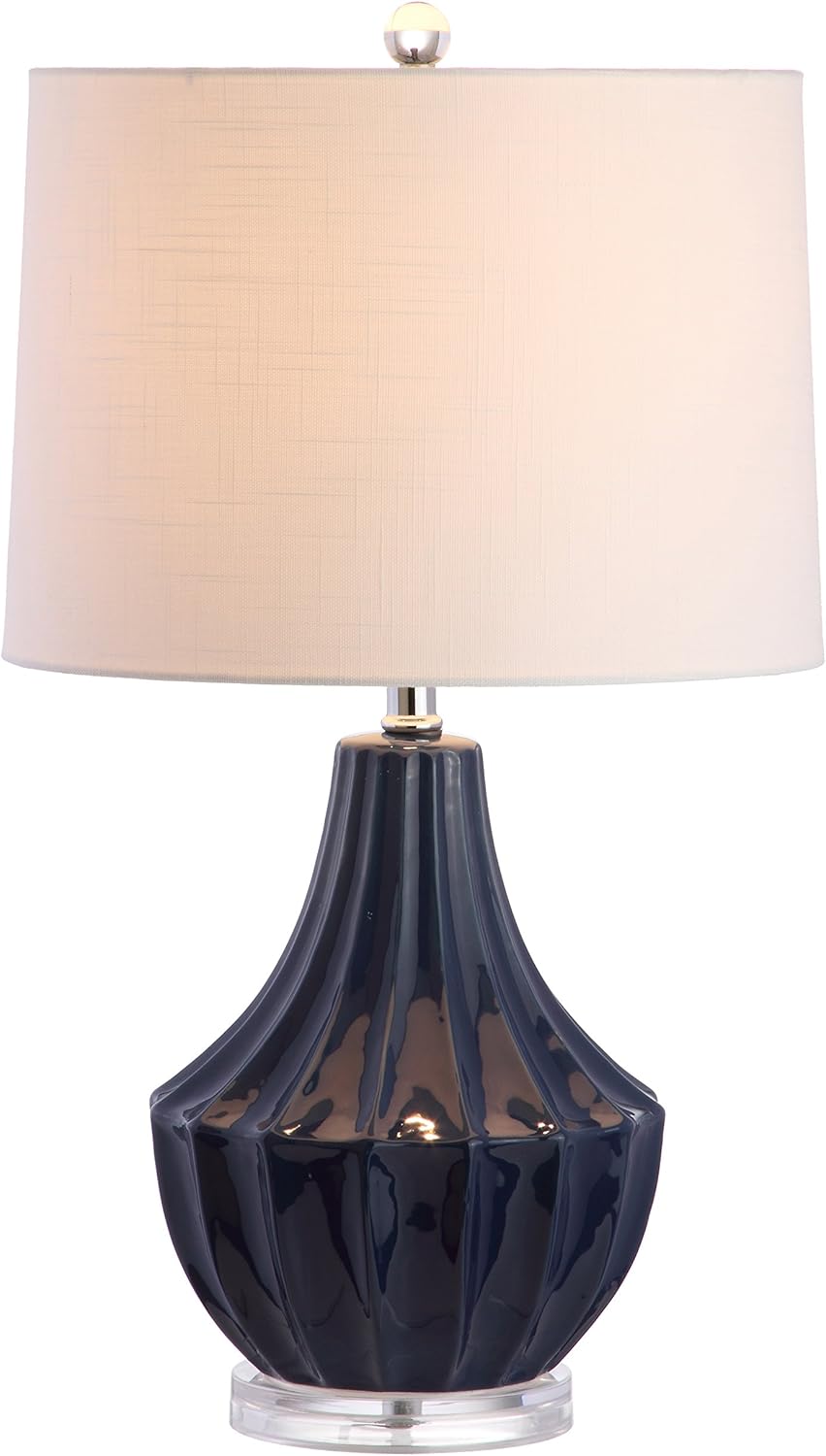 Linen Modern Beige Desk Lamp — 24.5" — Navy