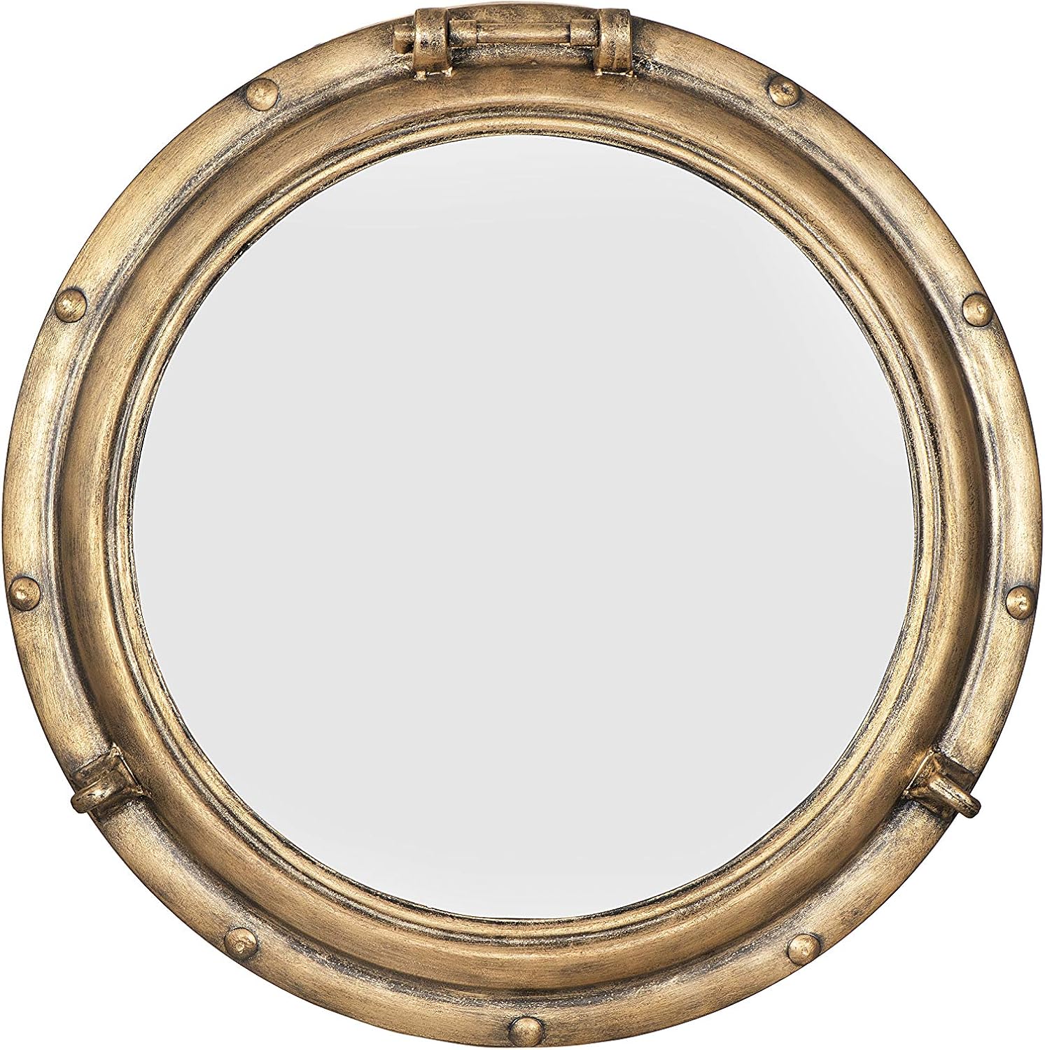 Round Luxe Brown Wall Mirror — Gold
