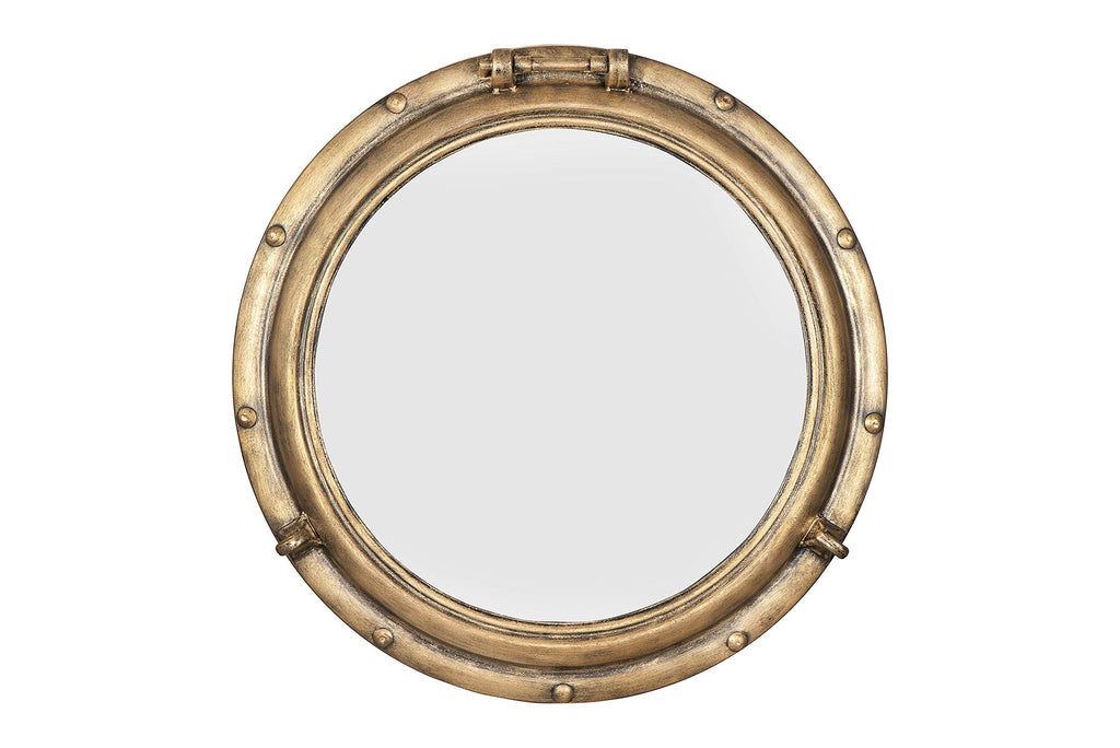 Round Luxe Brown Wall Mirror