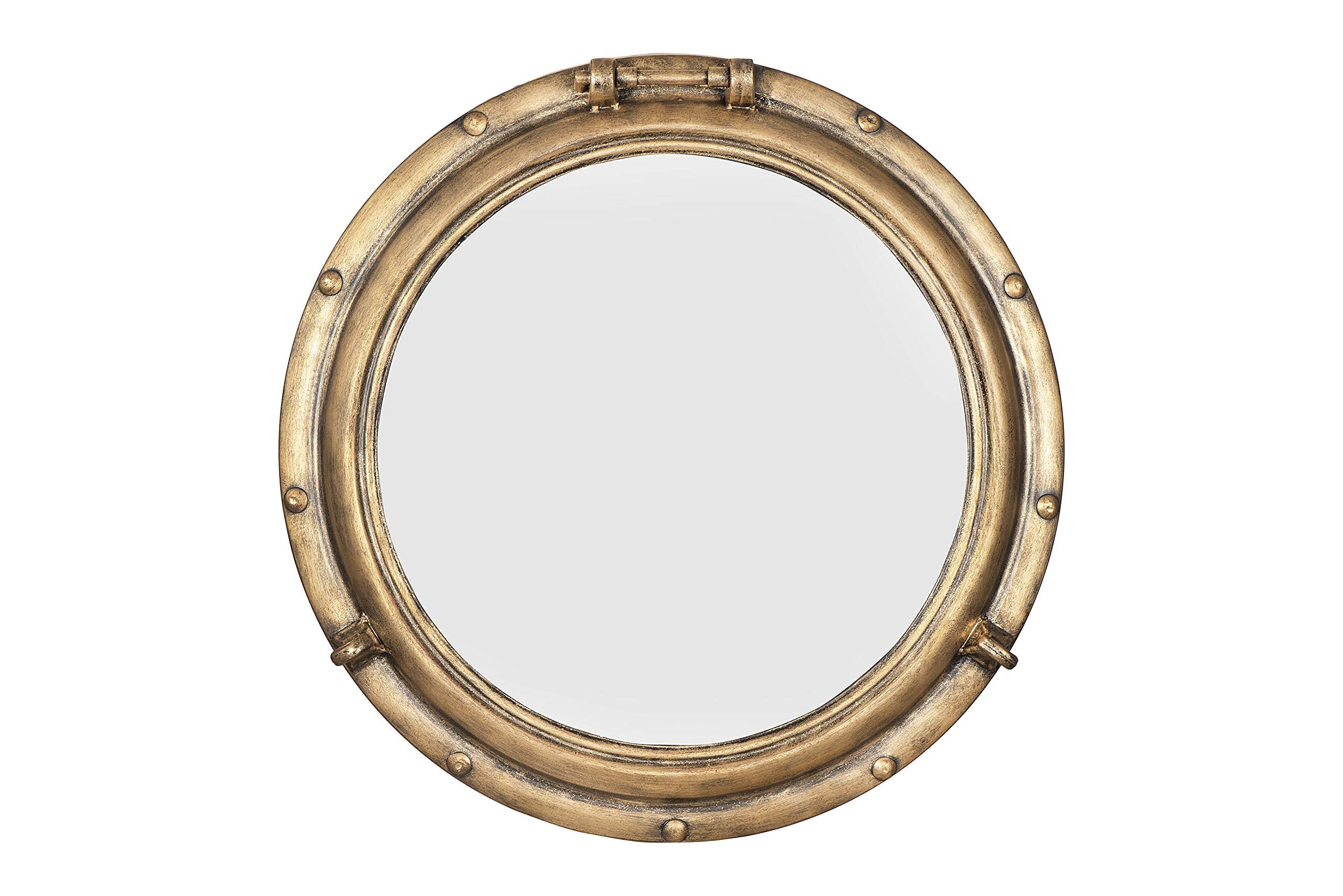Round Luxe Brown Wall Mirror