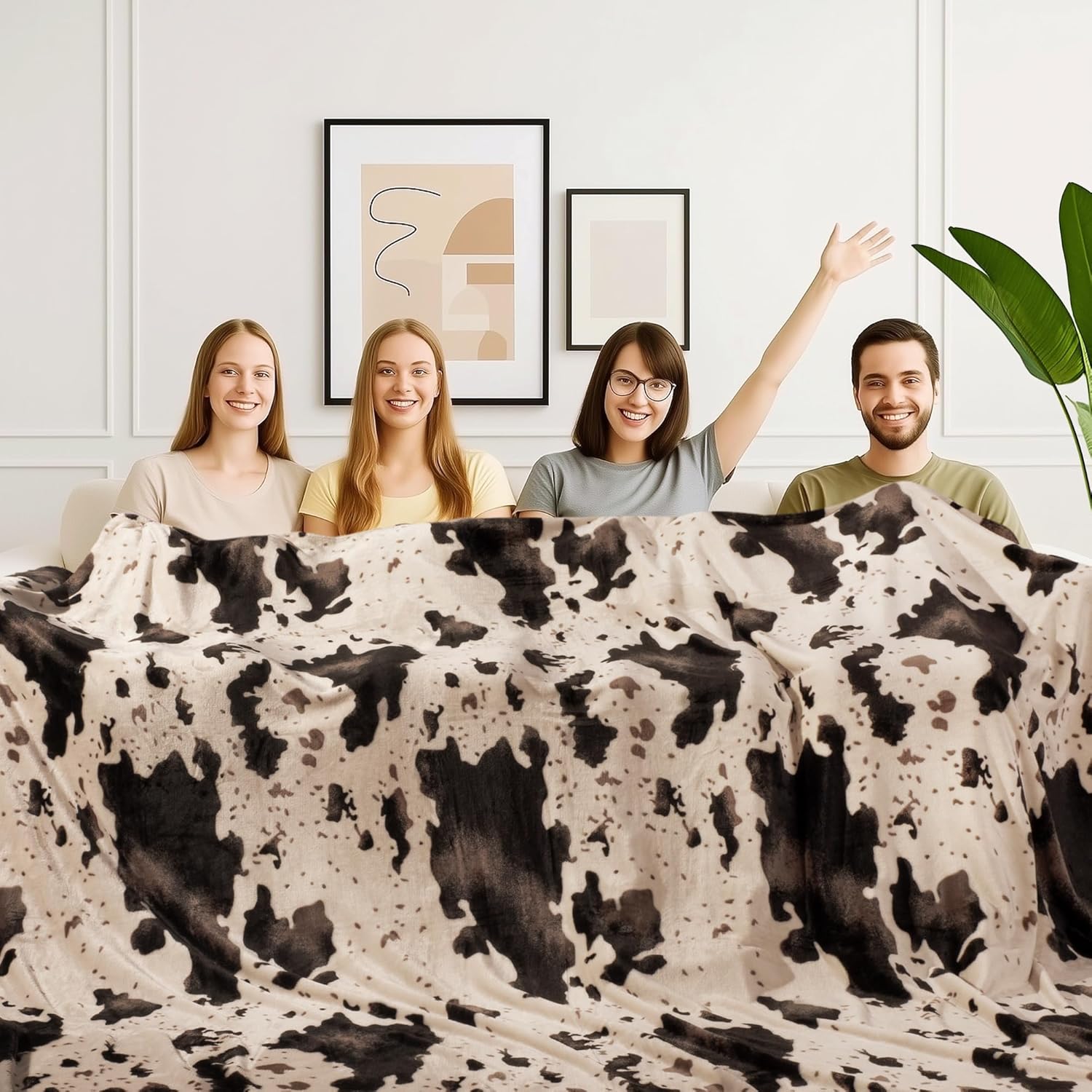 Black Throw Pillow — 60" — Brown Cow
