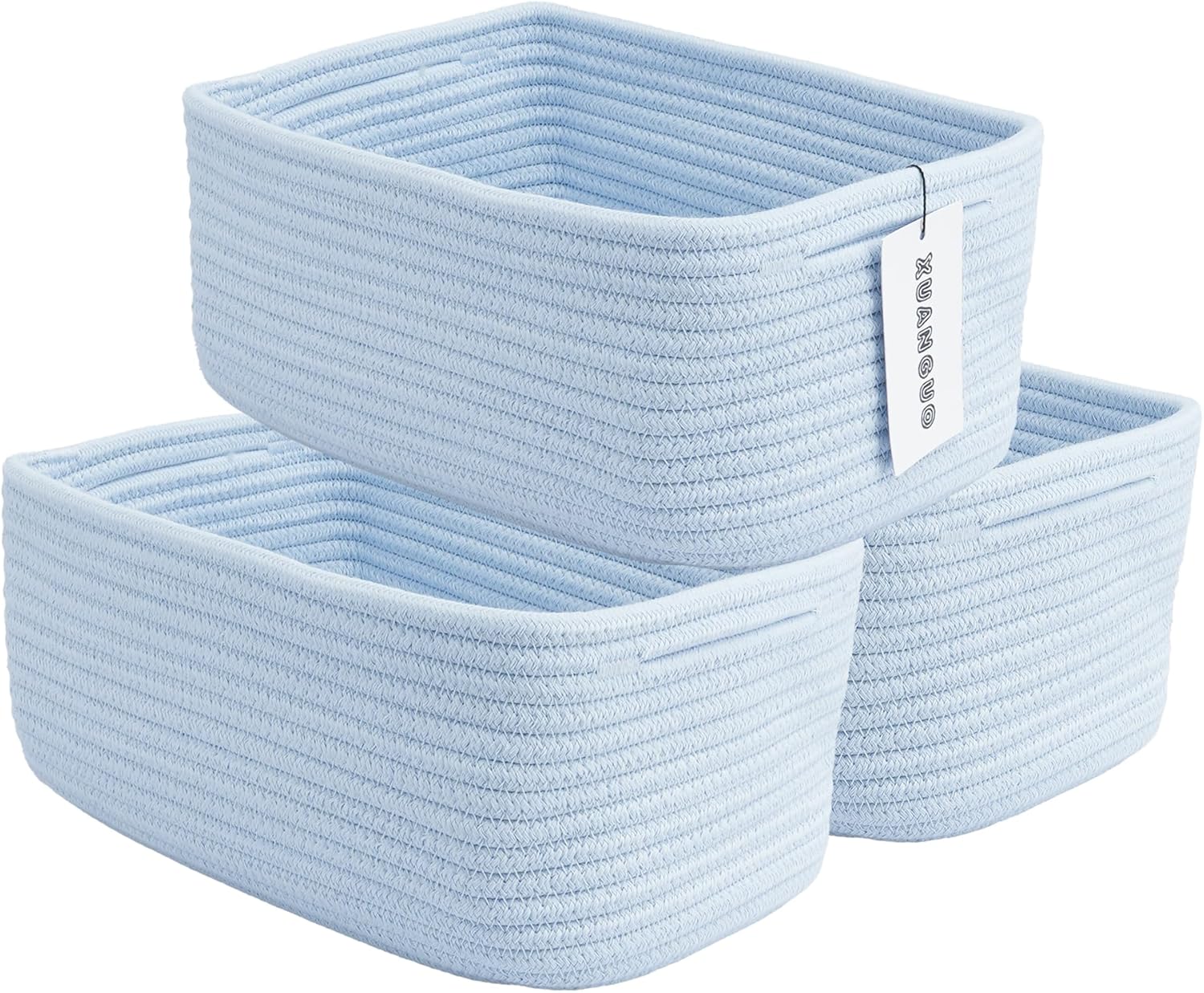 Boho Beige Storage Basket — blue