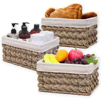 Rectangular Boho Beige Storage Basket — Set of 3