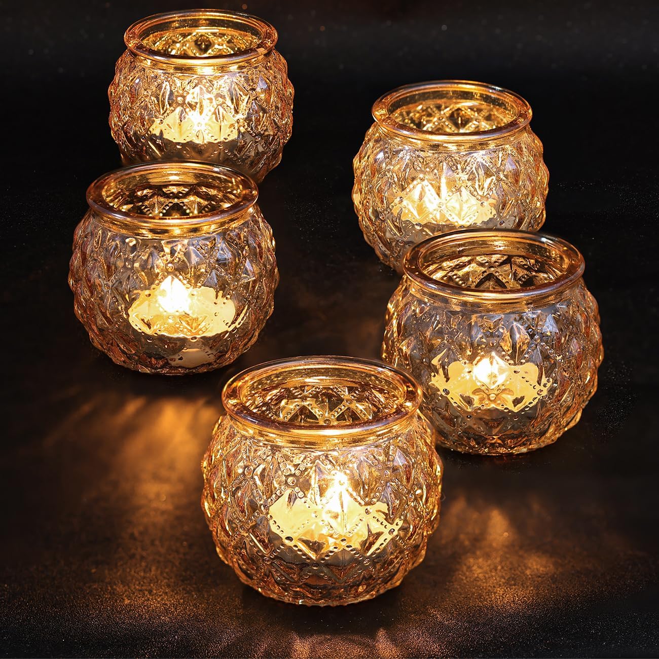 Round Luxe Blue Candle — Set of 24 - View 5