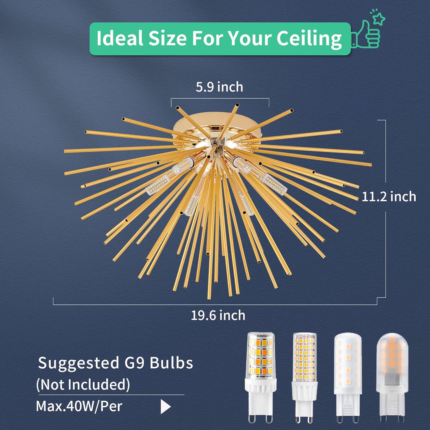 Luxe Black Chandelier — 6-Light - View 4
