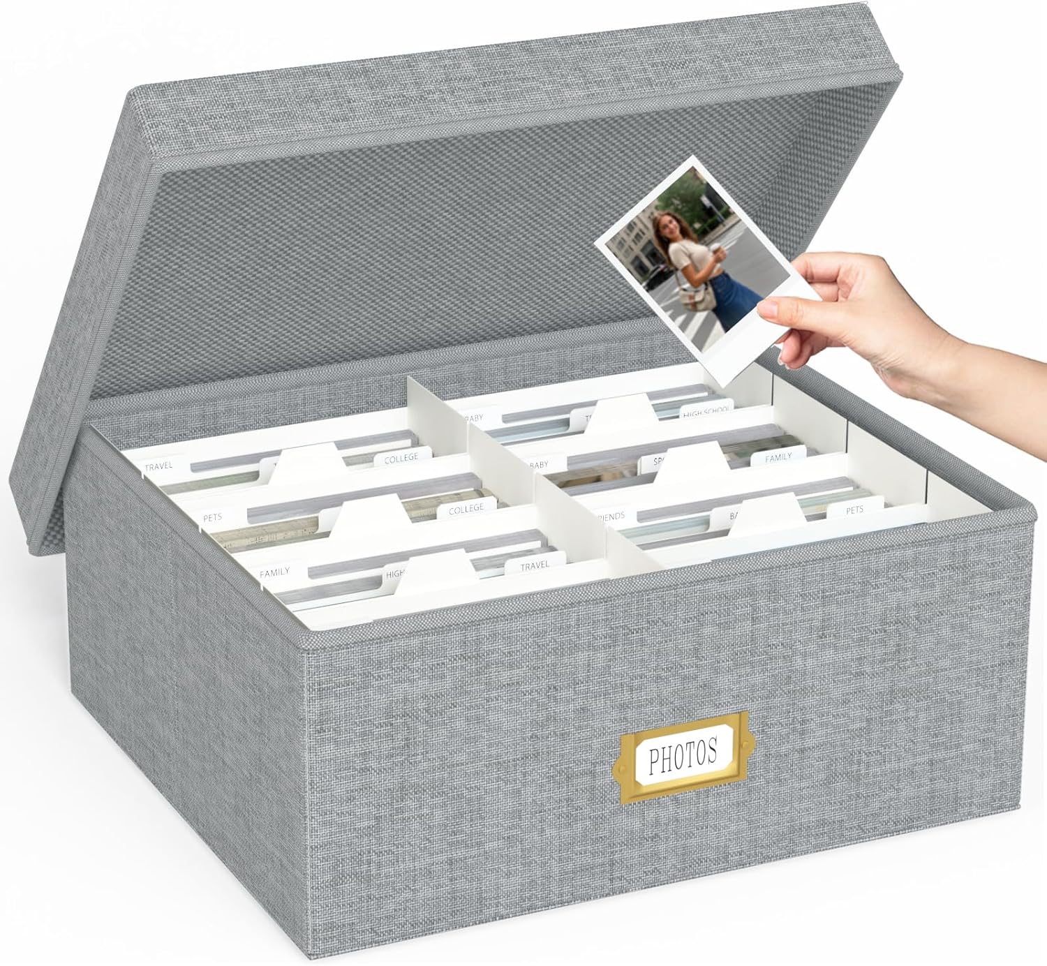 Linen Beige Storage Basket — 4x6 — Grey