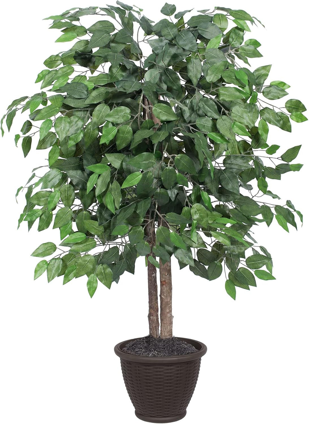 Rattan Faux Plant — 5" — Round Plastic Pot