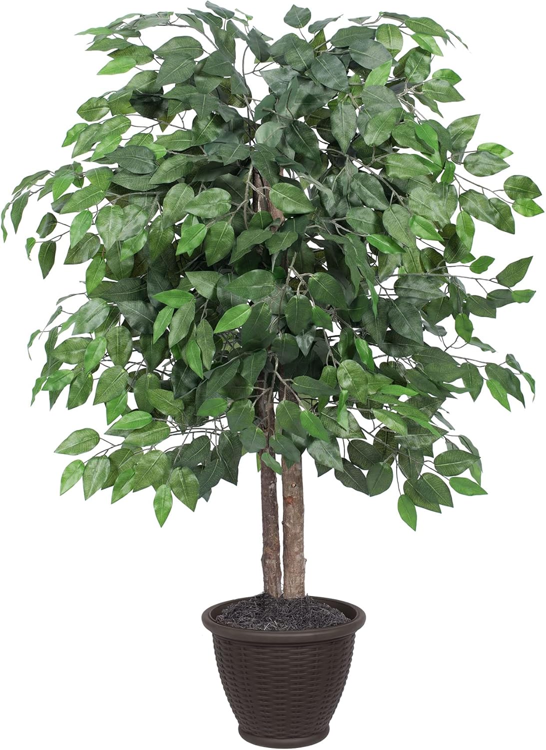Rattan Faux Plant — 5" — Round Plastic Pot
