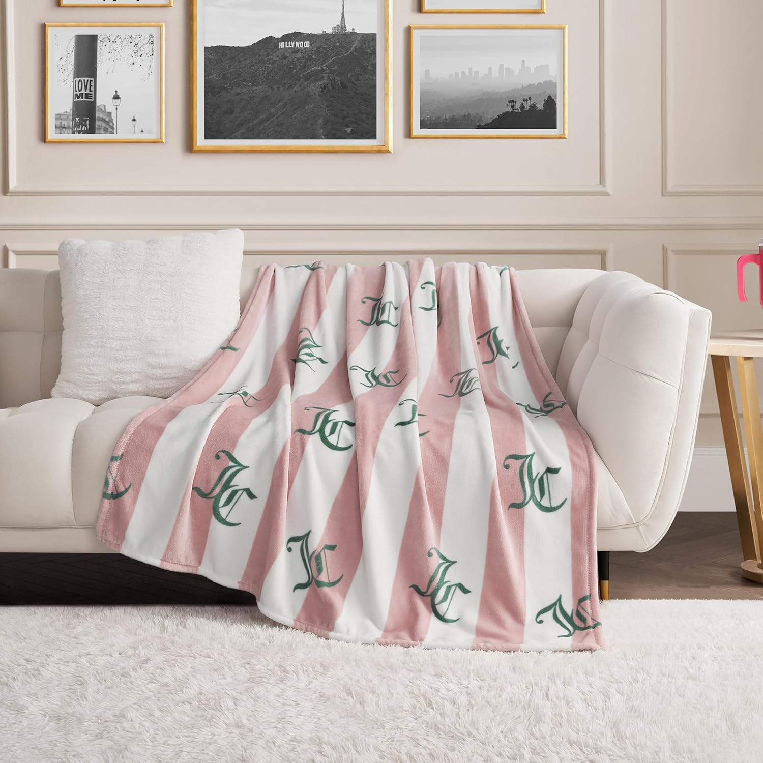 Black Throw Pillow — 50" — Pink