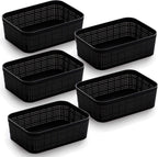 Boho Beige Storage Basket — Black