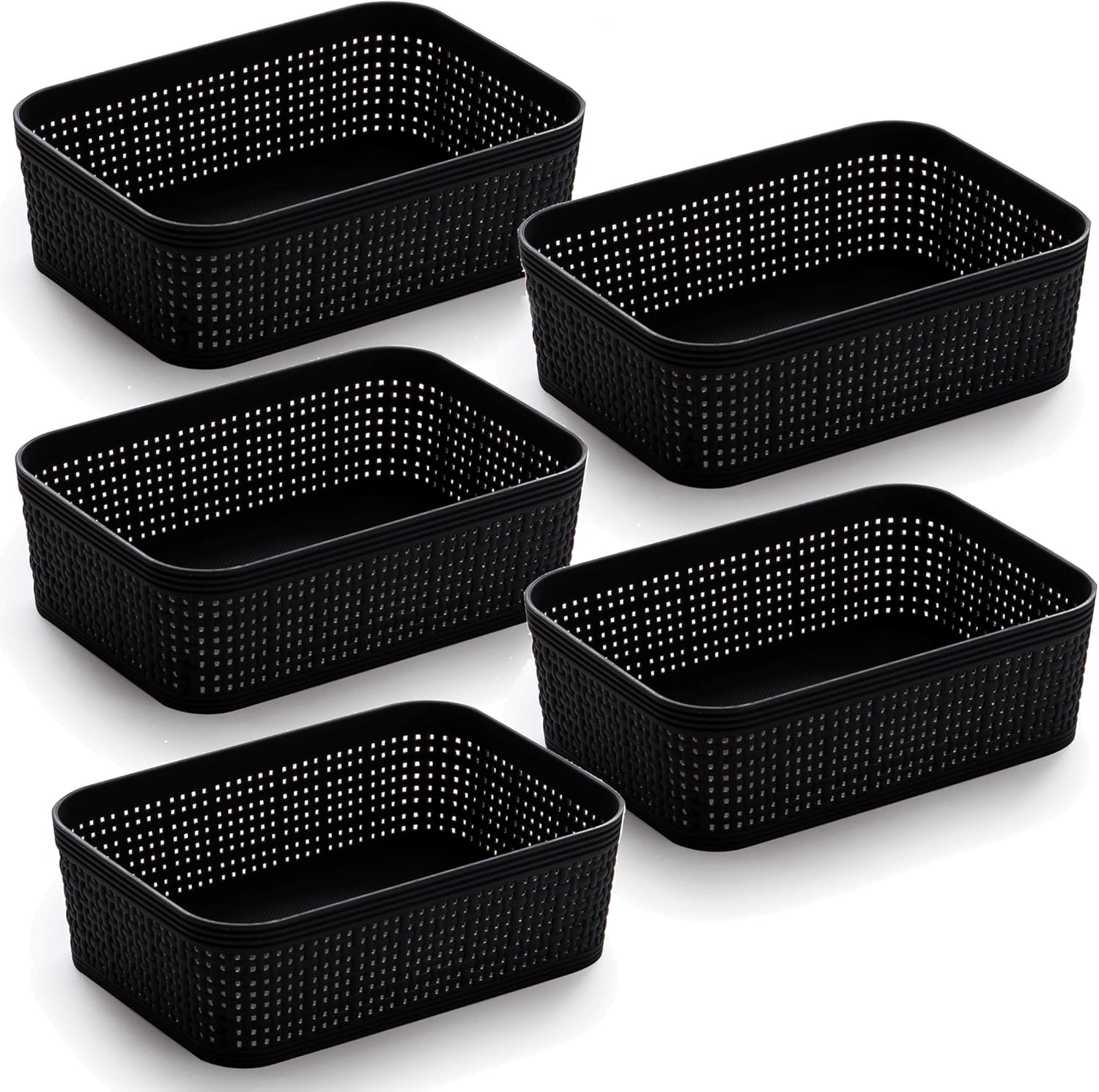 Boho Beige Storage Basket — Black