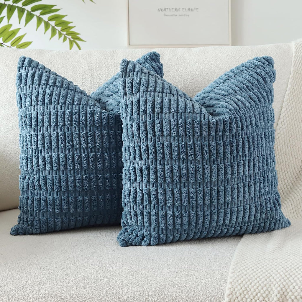 Lumbar Boho Beige Throw Pillow Cover — 24" — Dusty Blue