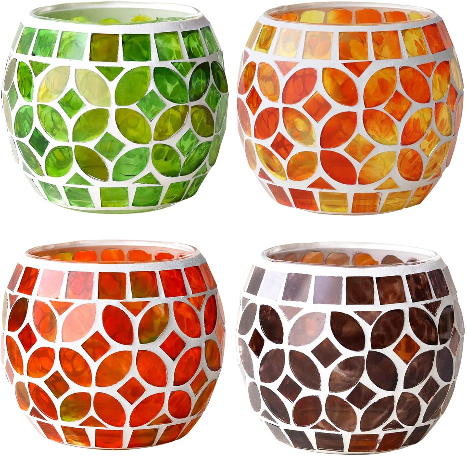 Glass Candle — Set of 4 — Geometric 3-4PCS