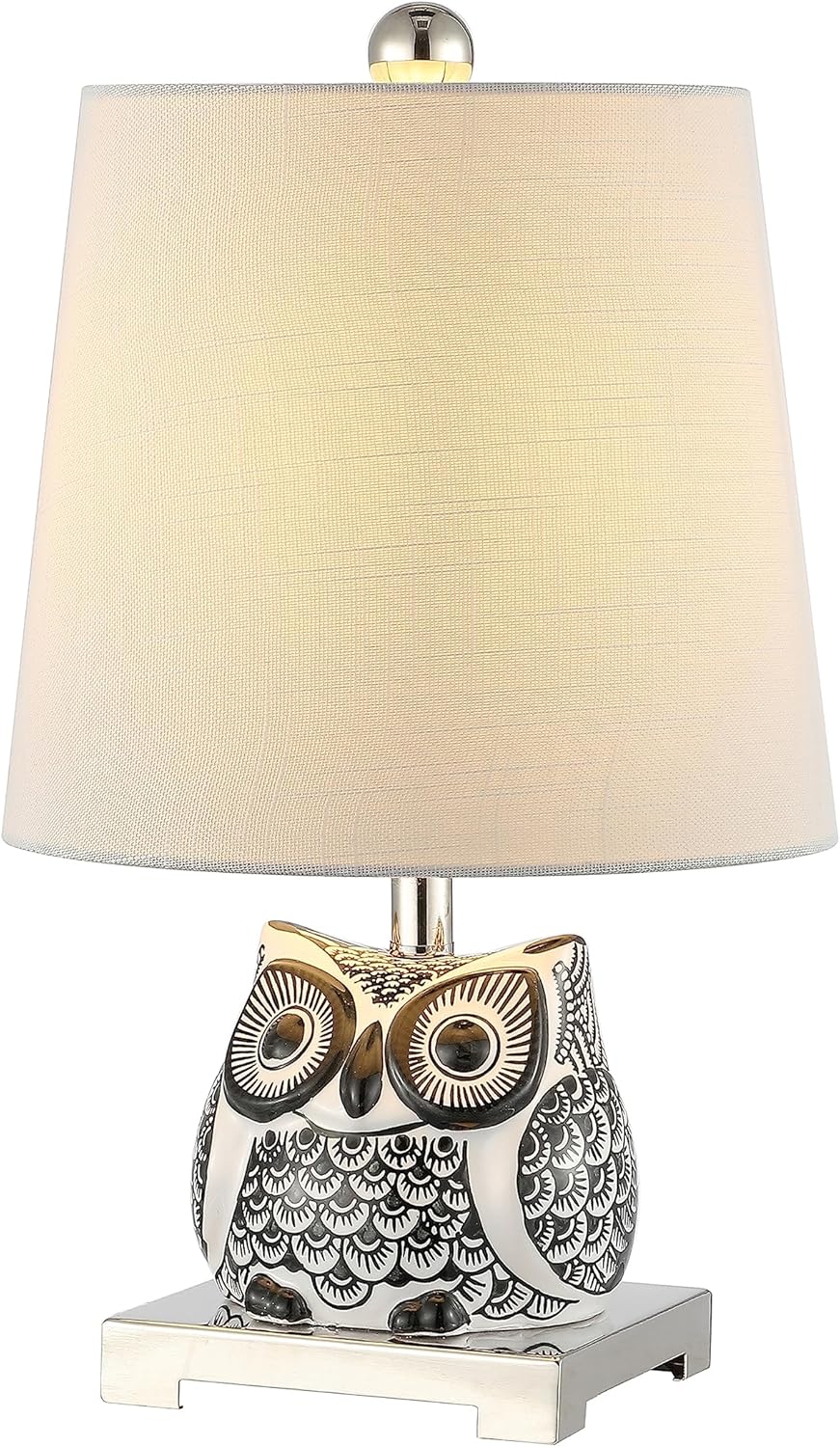 Linen Farmhouse Black Nightstand Lamp — 16" — Single