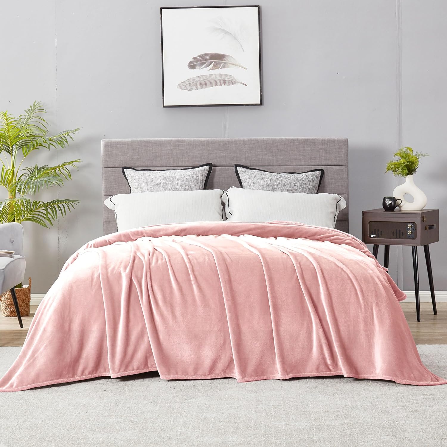 Velvet Luxe Beige Throw Pillow — 50" — Plain - Pink