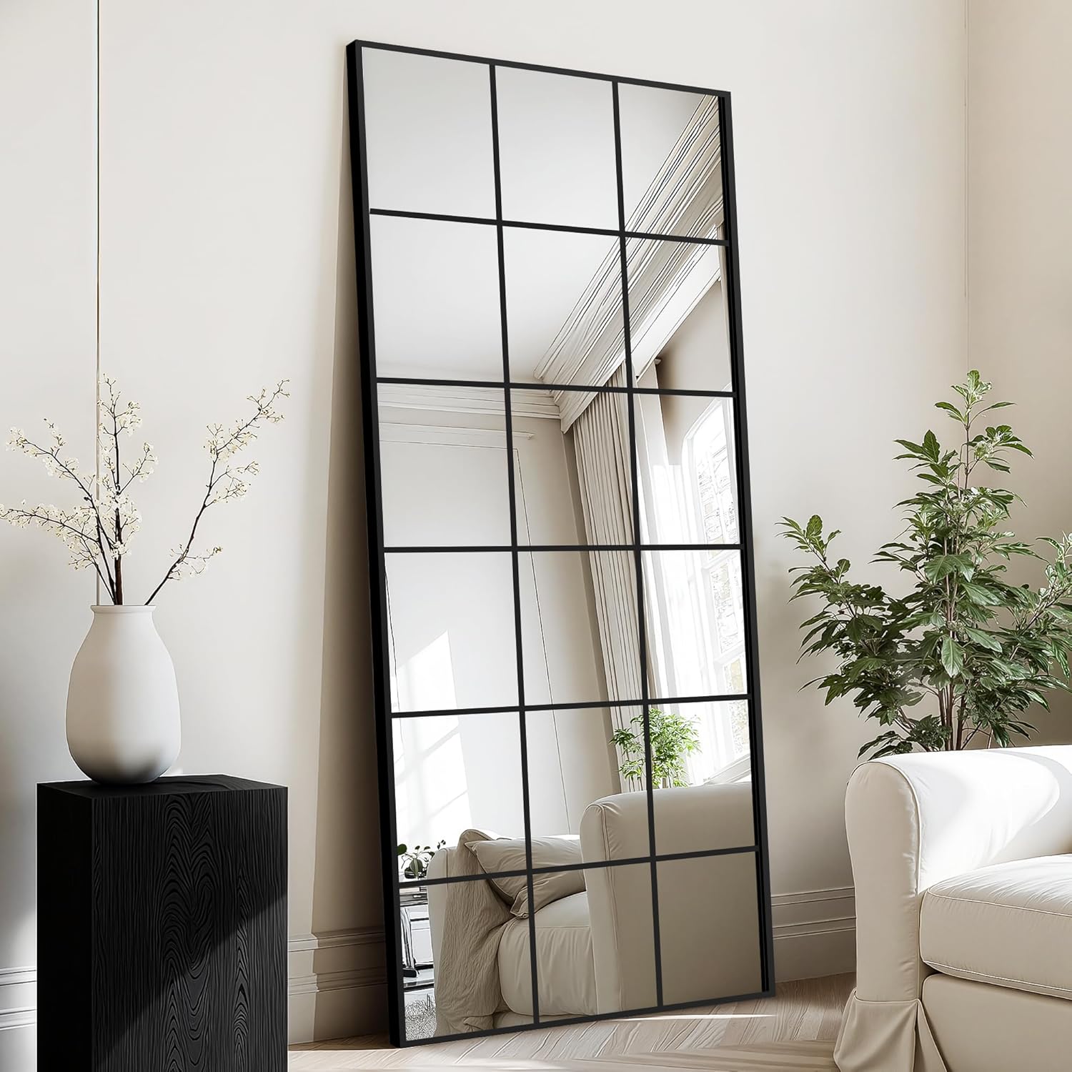 Framed Black Wall Mirror — 40" — Black
