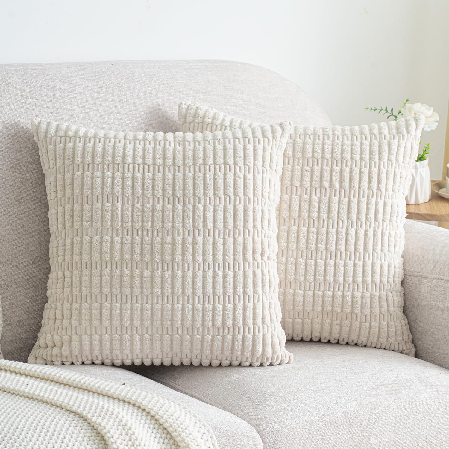 Lumbar Boho Beige Throw Pillow Cover — 20" — 16" x 16" (Pack of 2)