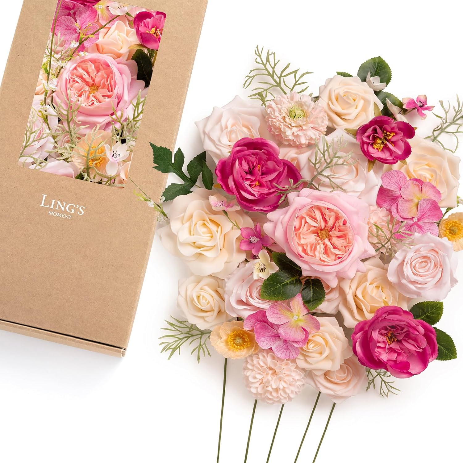 Luxe Beige Artificial Plant — Pk-powder Pink & Berry Pink & Cream