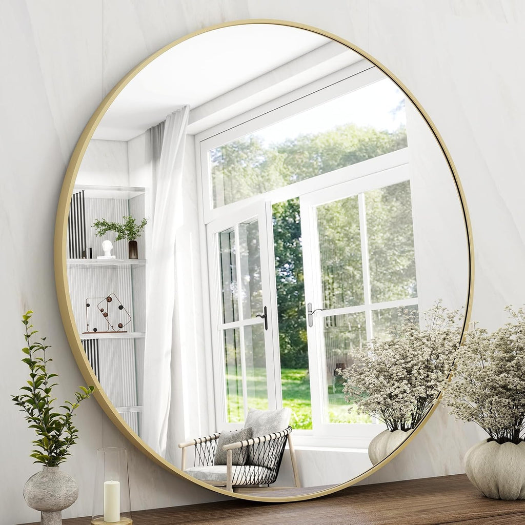 Round Luxe Black Wall Mirror — 32" - View 8