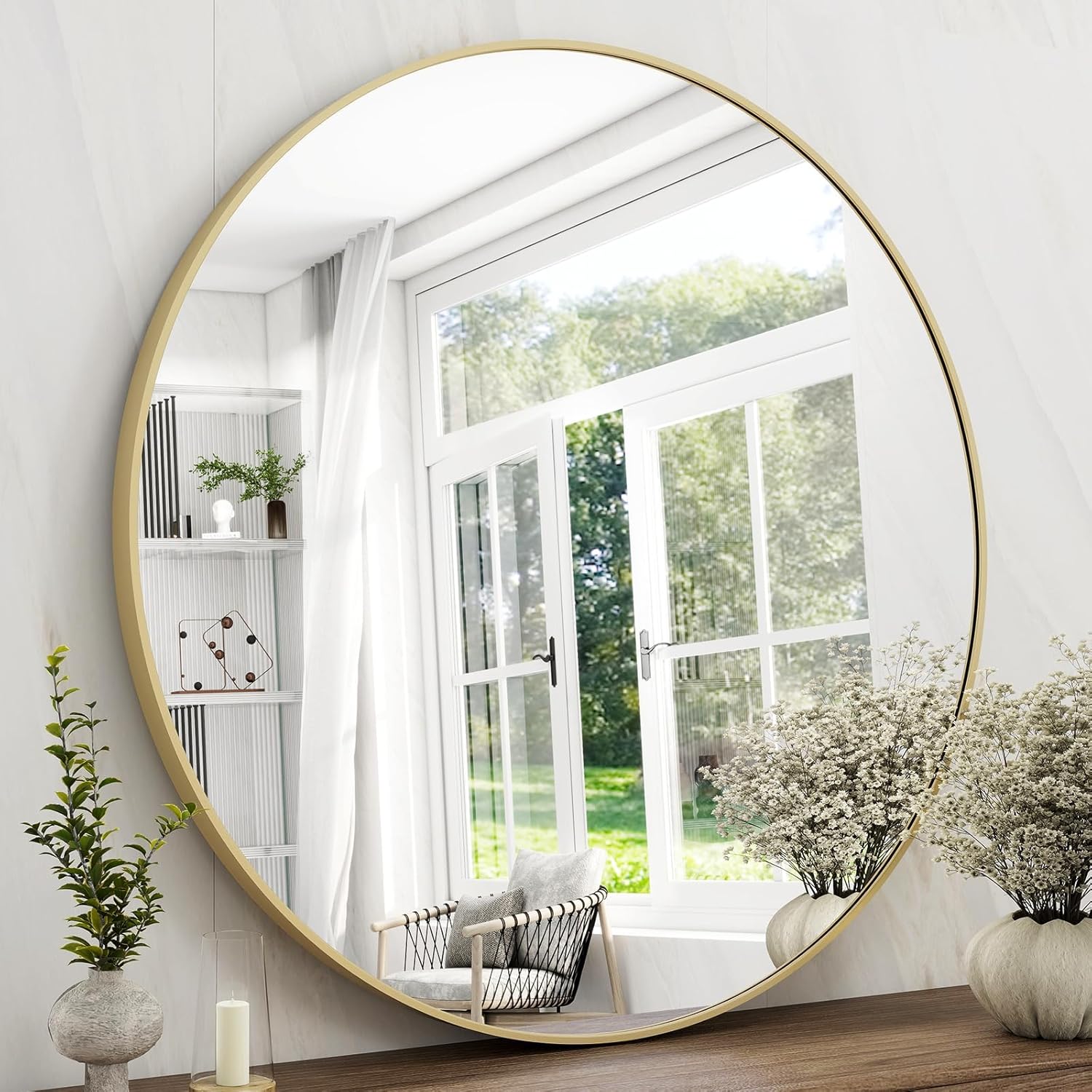 Round Luxe Black Wall Mirror — 32" - View 8