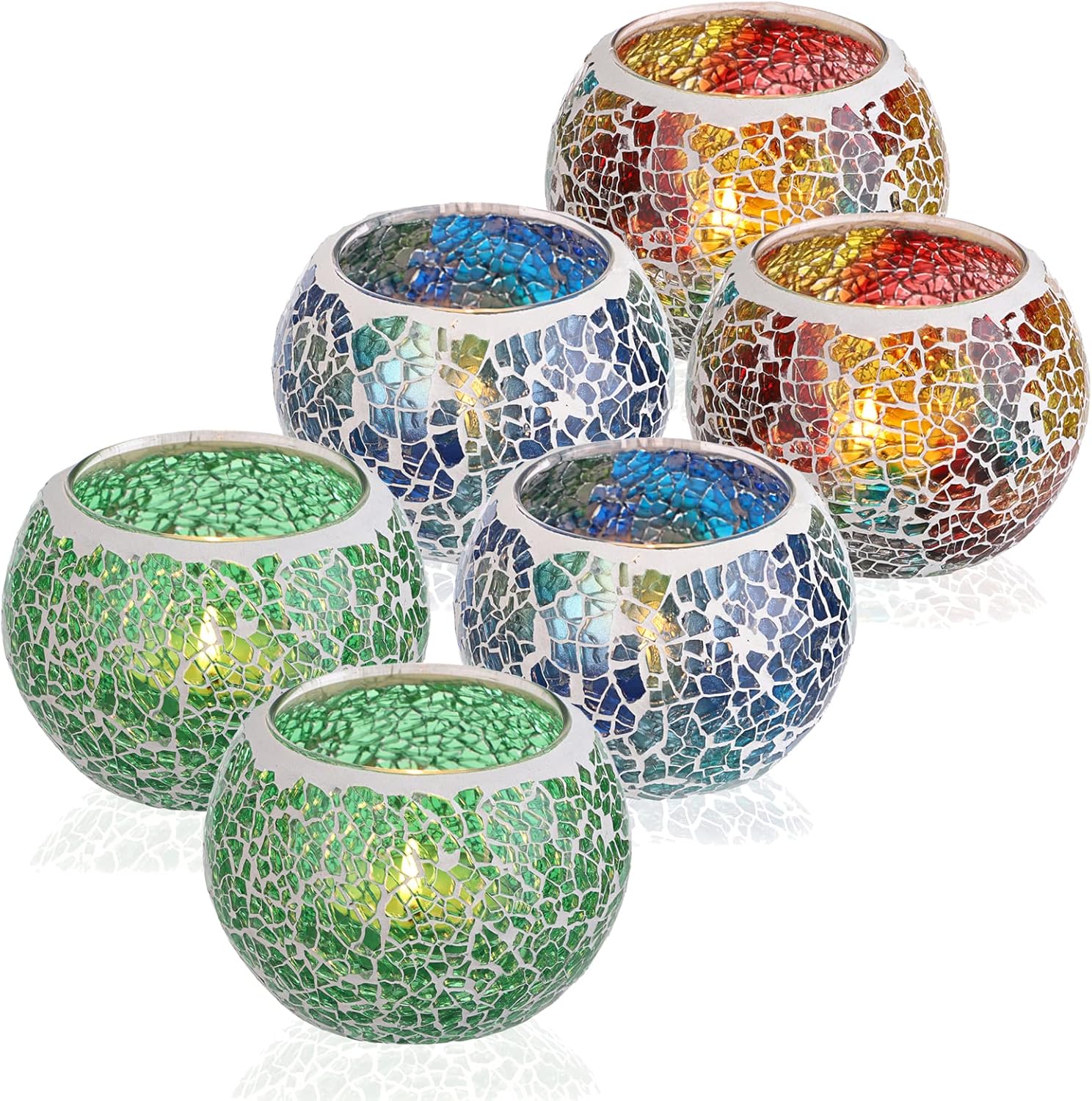 Round Blue Pillar Candle — Set of 3 — Multicolor Set