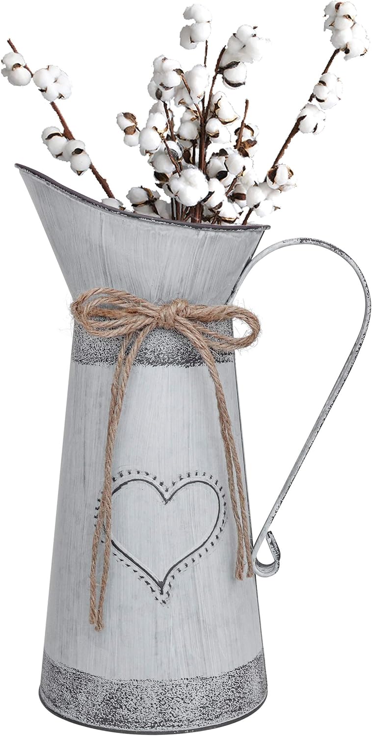 Vintage Farmhouse Metal Vase — 11" — Pitcher-11"H