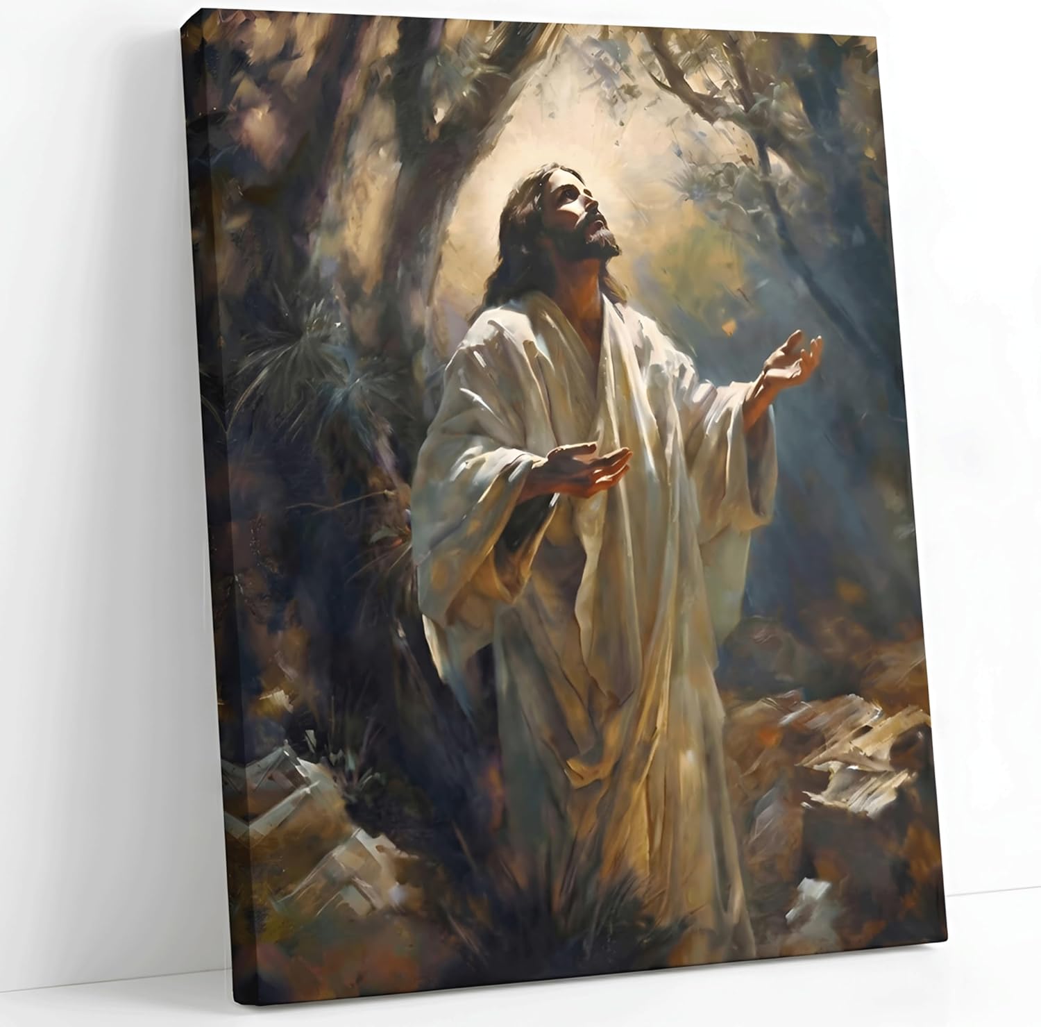 Framed Metal Canvas Wall Art — 24" — Jesus Prays